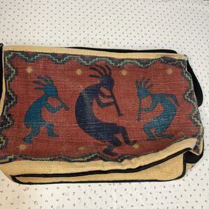 Vintage El Mercado Kokopelli Tote Bag 3 Playing Flute Dancing Carry Bag